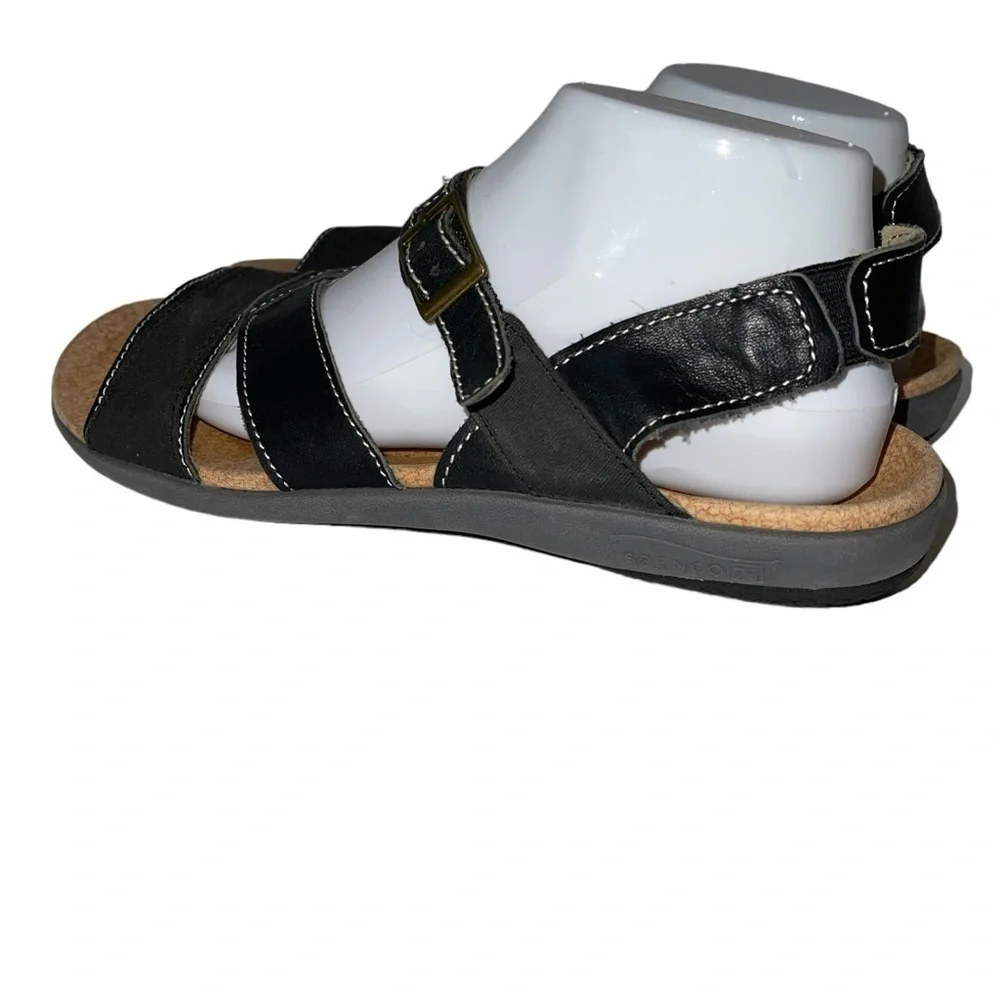 Spenco Women's Sandals Size 9 Black Leather Strappy Arch Support Comfort - Picture 3 of 13